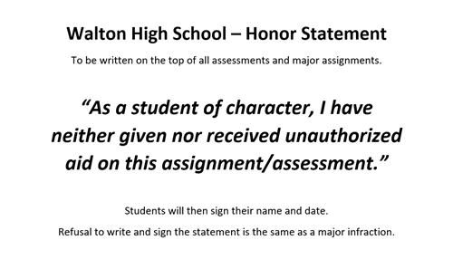 Walton High School Honor Code